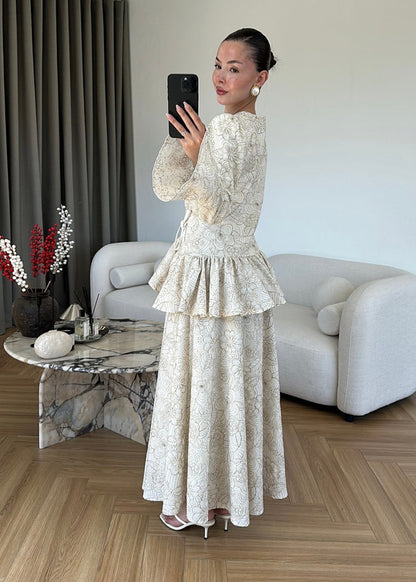 Embroidered textured fabric Skirt and Blouse