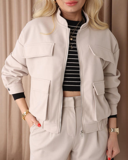 Bomber jacket,mom fit trouser set