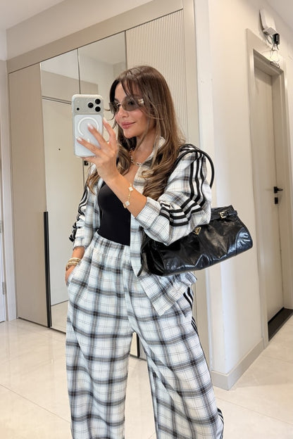 Norden Plaid Pattern Set with Stripe Detail
