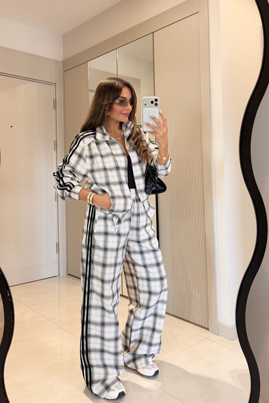 Norden Plaid Pattern Set with Stripe Detail