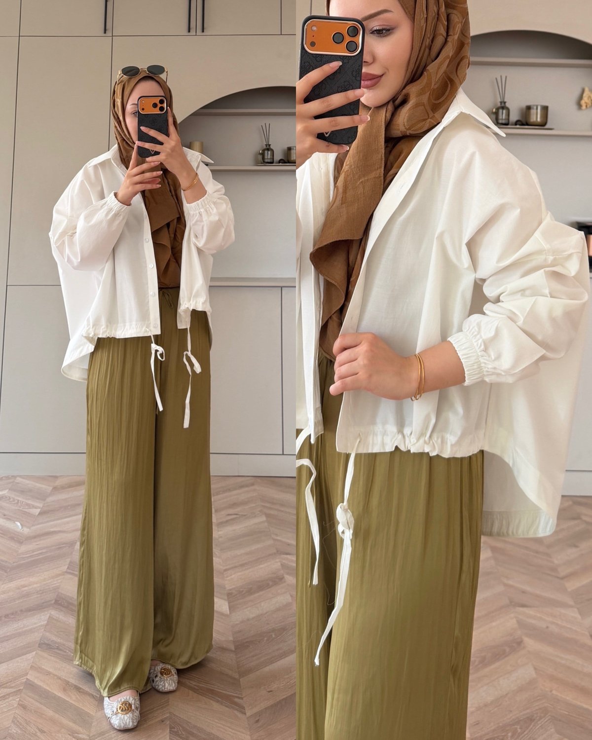 Oversized poplin jacket with snaps - white