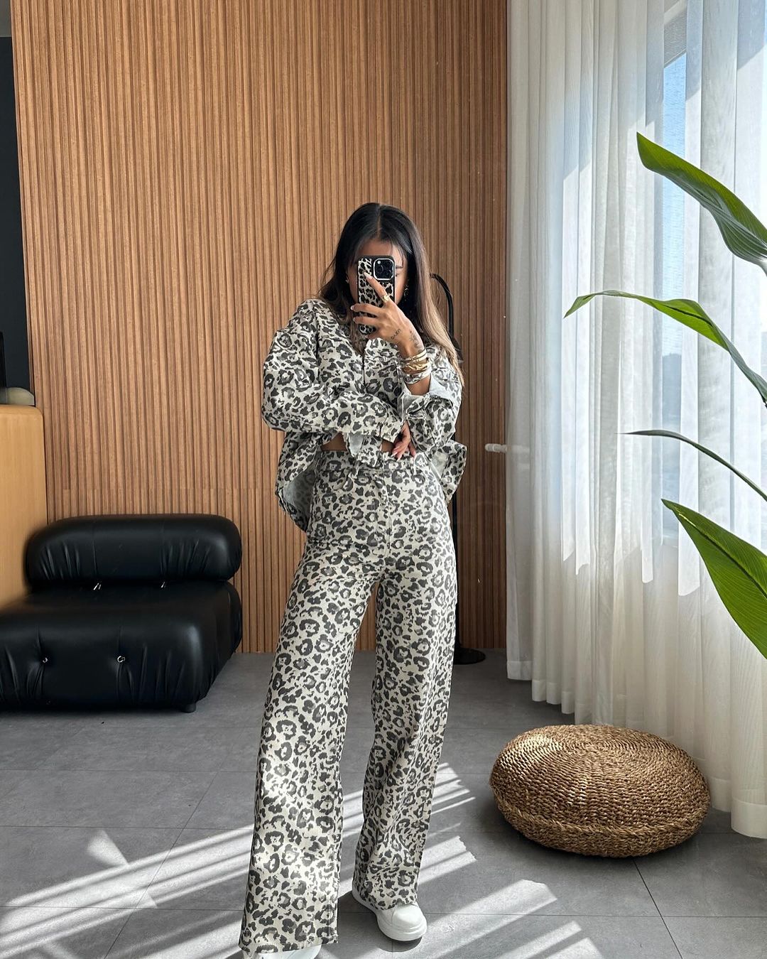 Tiger print jeans co-ord set