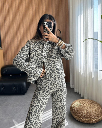 Tiger print jeans co-ord set
