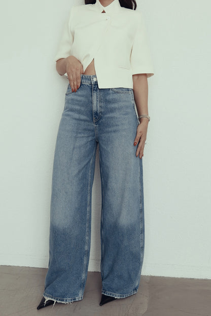 Wideleg Jeans with Laser-Cut Hem