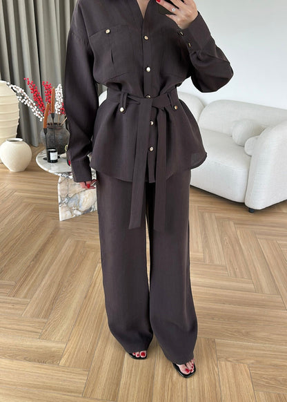 Paradox gold Buttons Tencel Set - Dark Brown