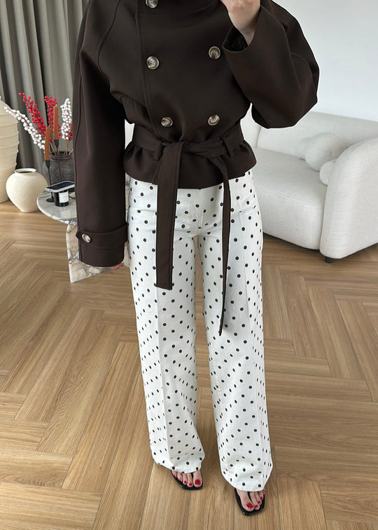 Polka Dot wide leg jeans (brown dot)