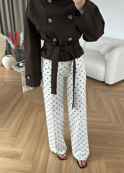 Polka Dot wide leg jeans (brown dot)