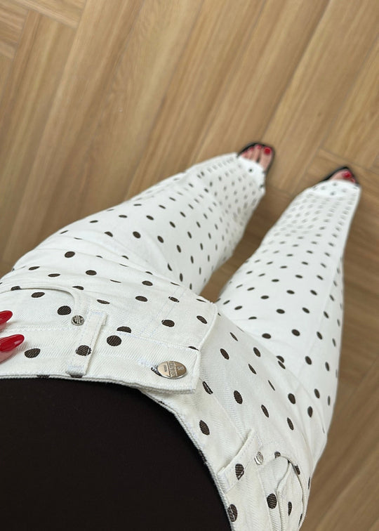 Polka Dot wide leg jeans (brown dot)
