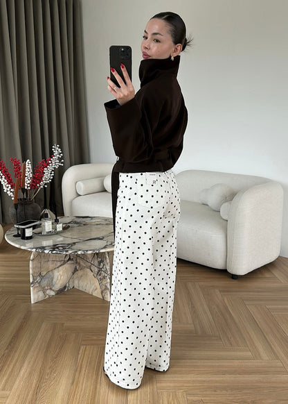 Polka Dot wide leg jeans (brown dot)