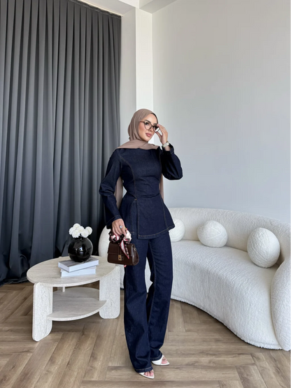 Vera Slit Detail jeans Set