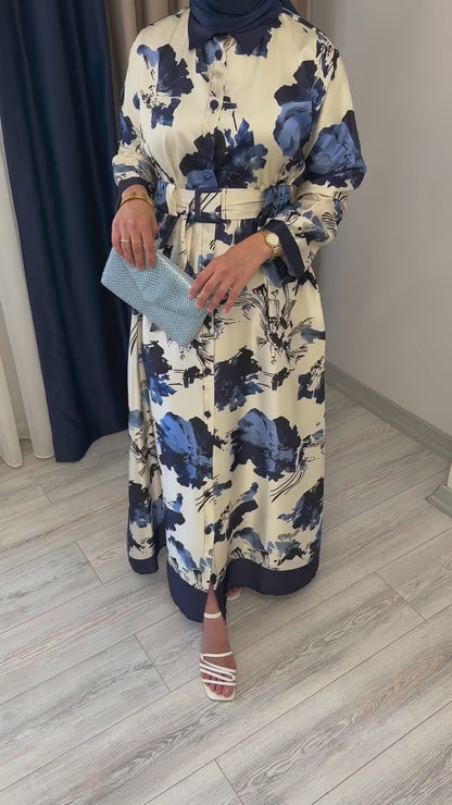 Printed satin dress