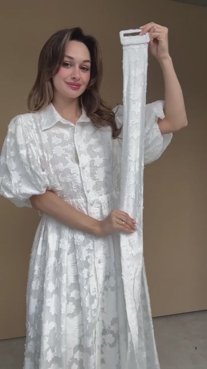 Princess Balloon Sleeve Belted Dress