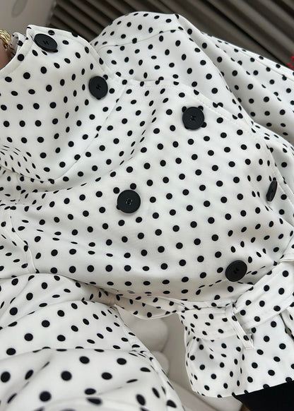 STAND COLLAR POLKA DOT TRENCH COAT