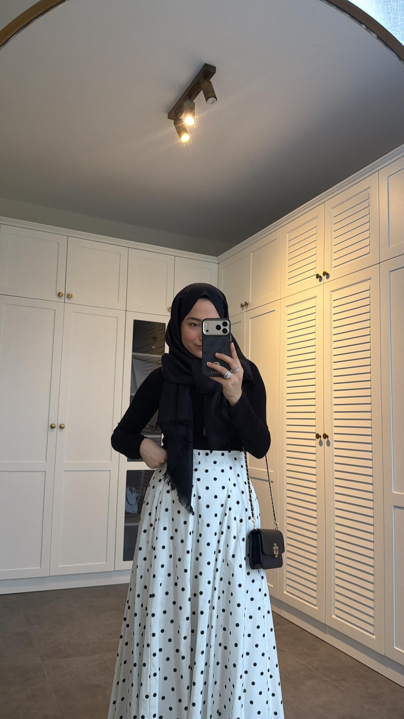 Polka Dot maxi skirt -white