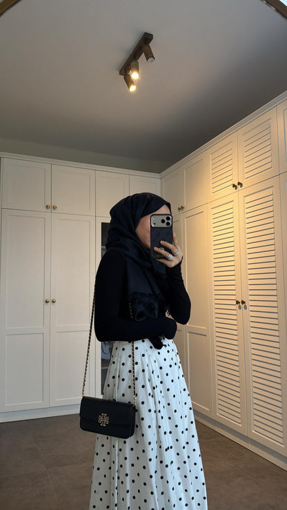 Polka Dot maxi skirt -white