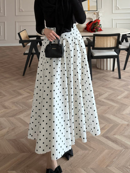 Polka Dot maxi skirt -white