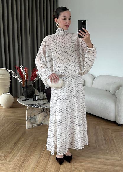 Polka Dot Chiffon Set- ivory