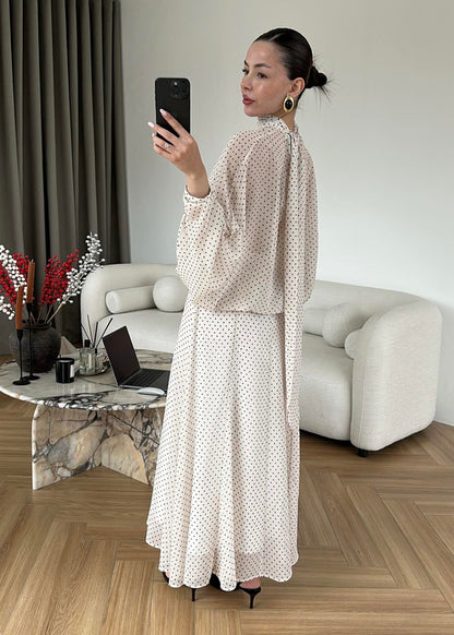 Polka Dot Chiffon Set- ivory