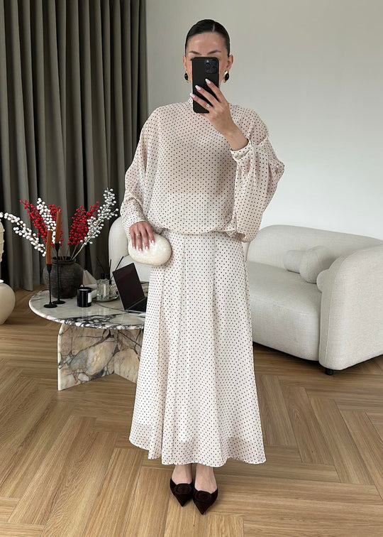 Polka Dot Chiffon Set- ivory
