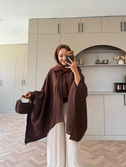 Cape Silky Textured Crepe Blouse