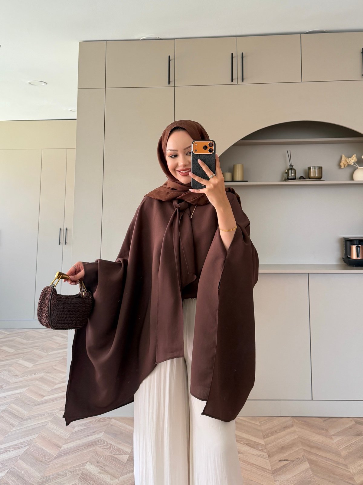 Cape Silky Textured Crepe Blouse