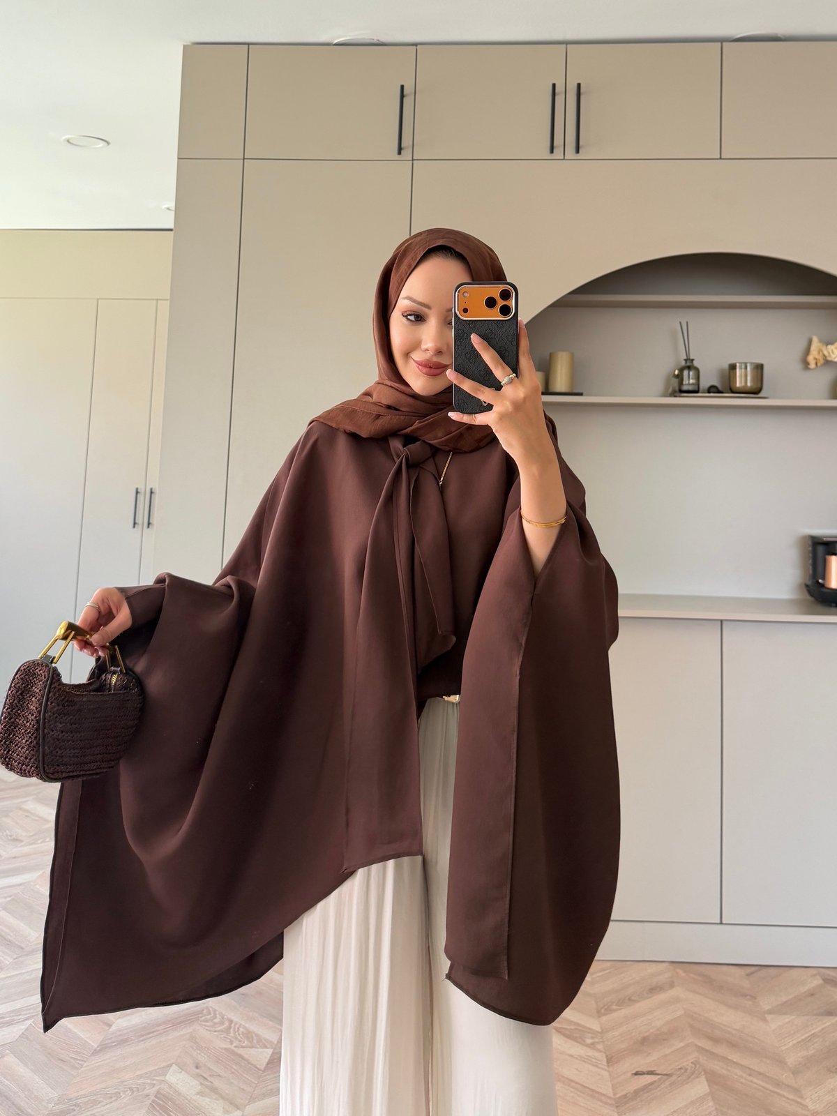 Cape Silky Textured Crepe Blouse
