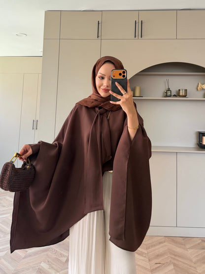 Cape Silky Textured Crepe Blouse