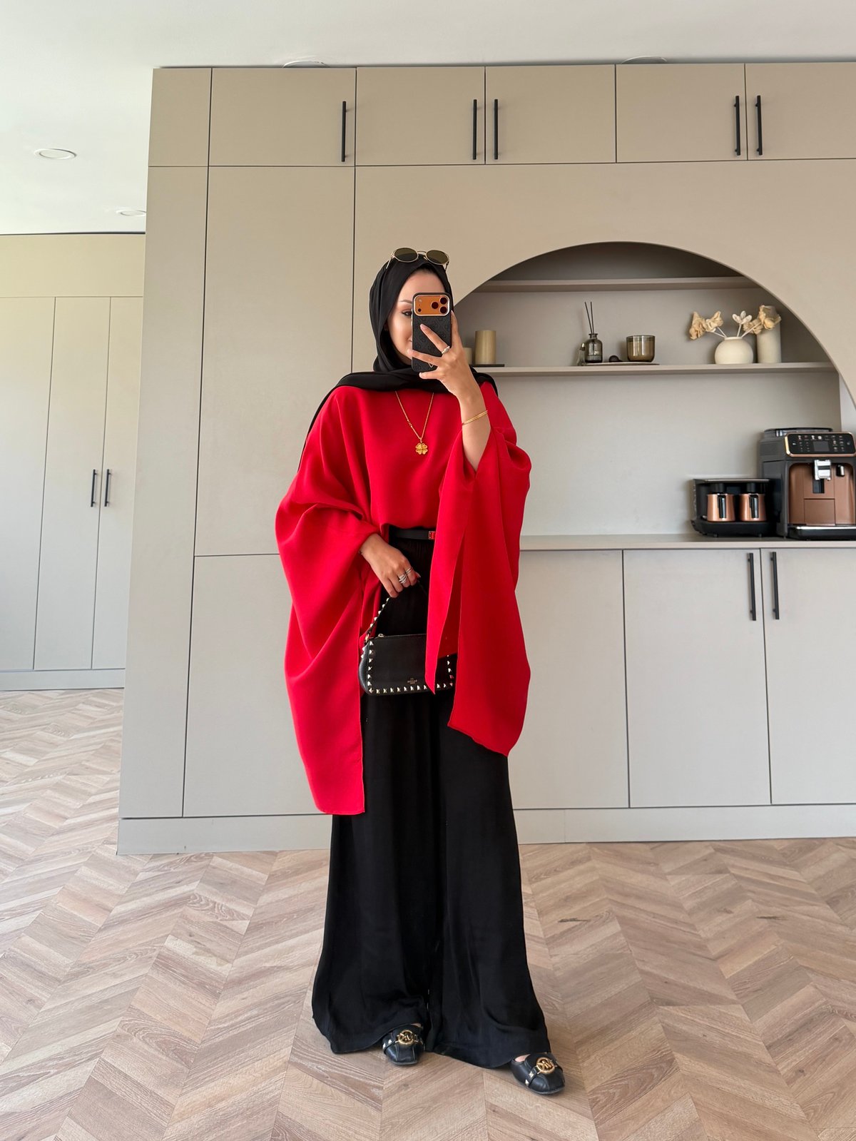 Cape Silky Textured Crepe Blouse
