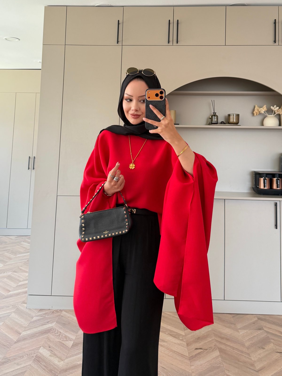 Cape Silky Textured Crepe Blouse