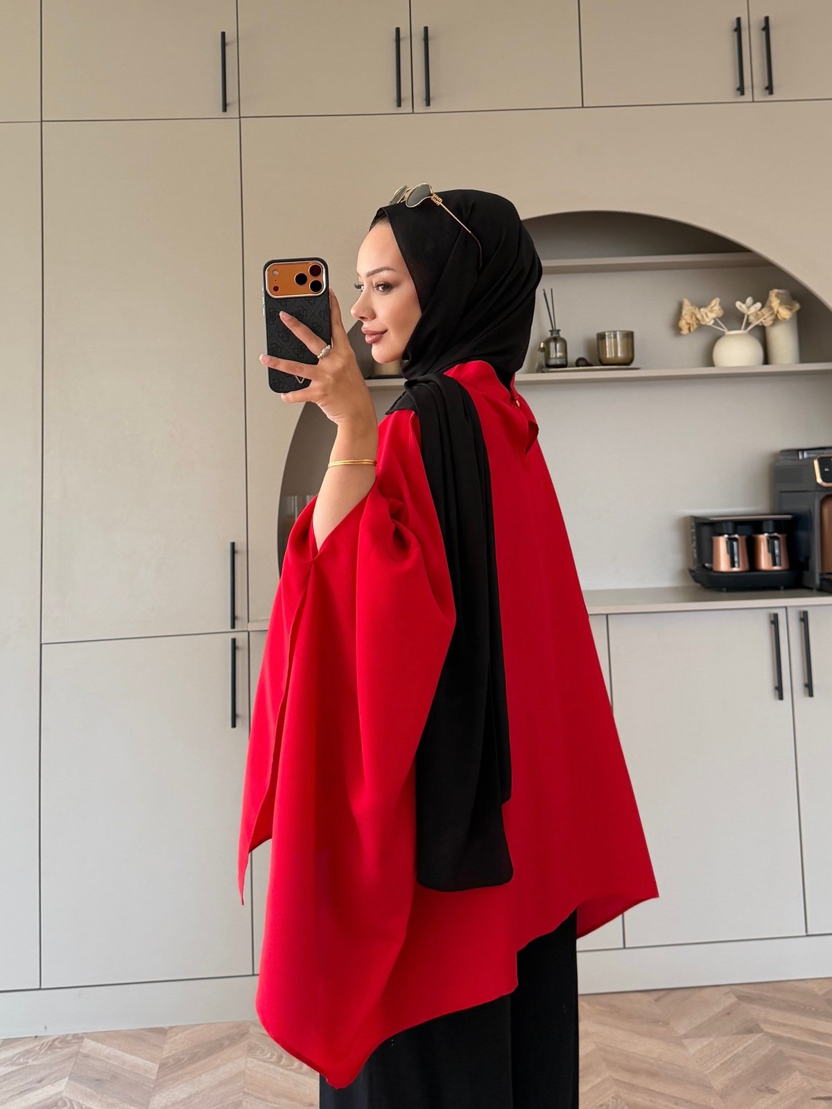 Cape Silky Textured Crepe Blouse