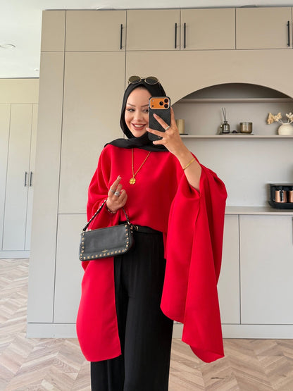 Cape Silky Textured Crepe Blouse