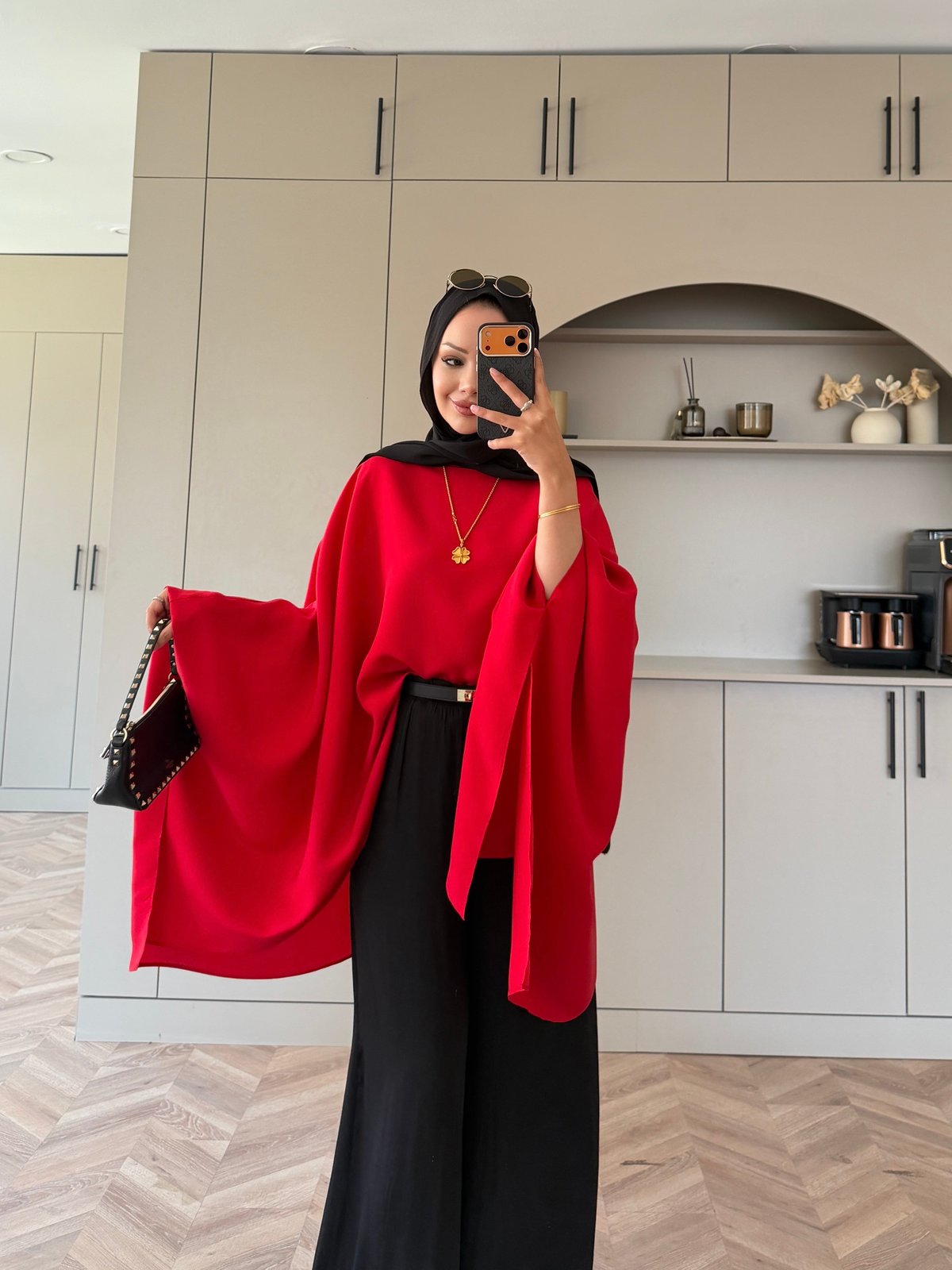 Cape Silky Textured Crepe Blouse