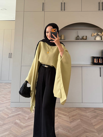 Cape Silky Textured Crepe Blouse