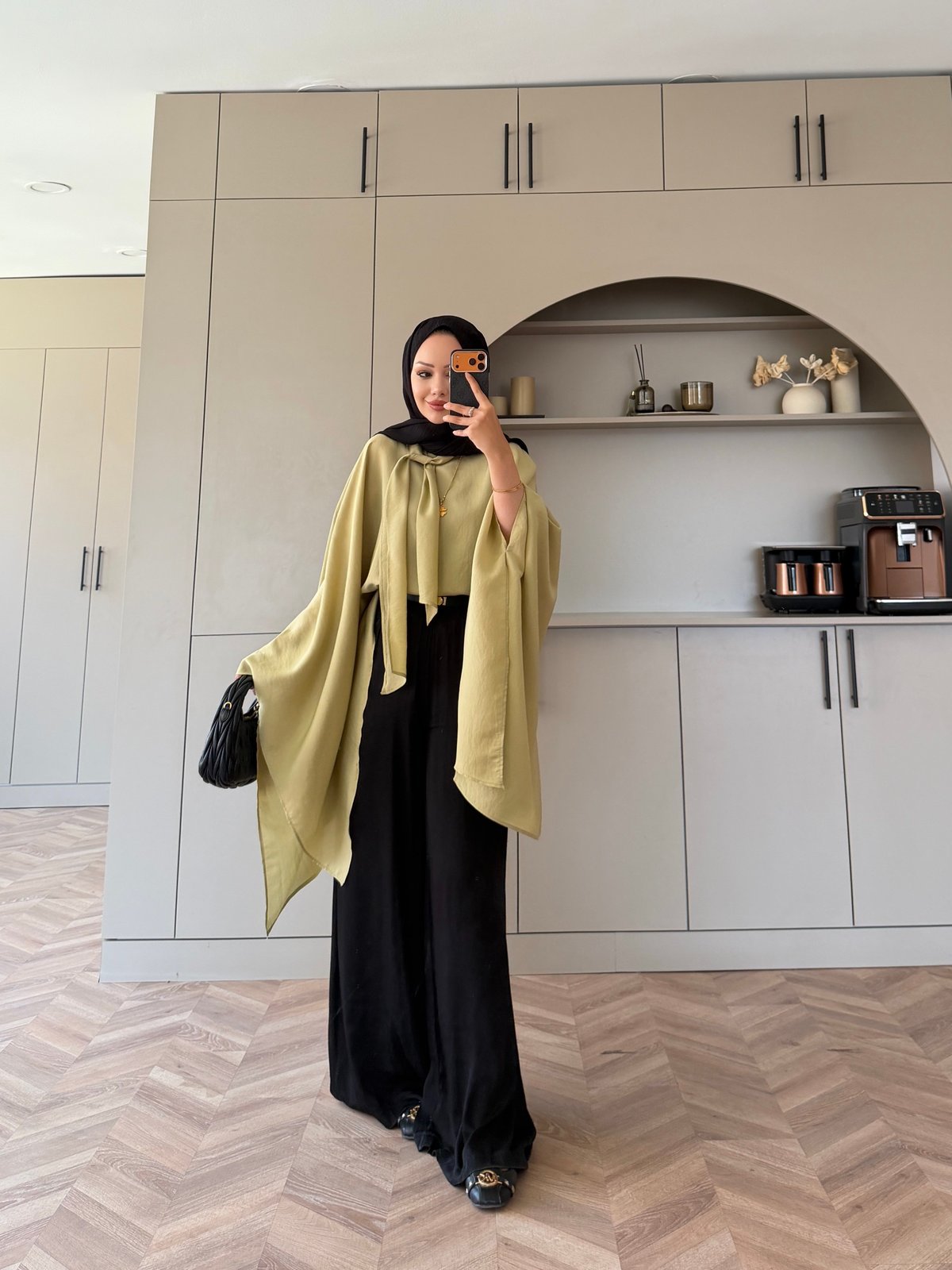 Cape Silky Textured Crepe Blouse