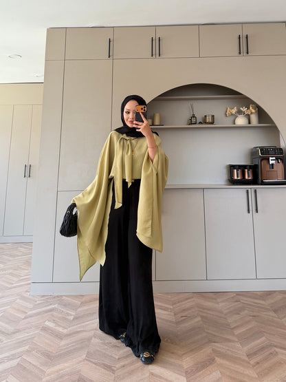 Cape Silky Textured Crepe Blouse