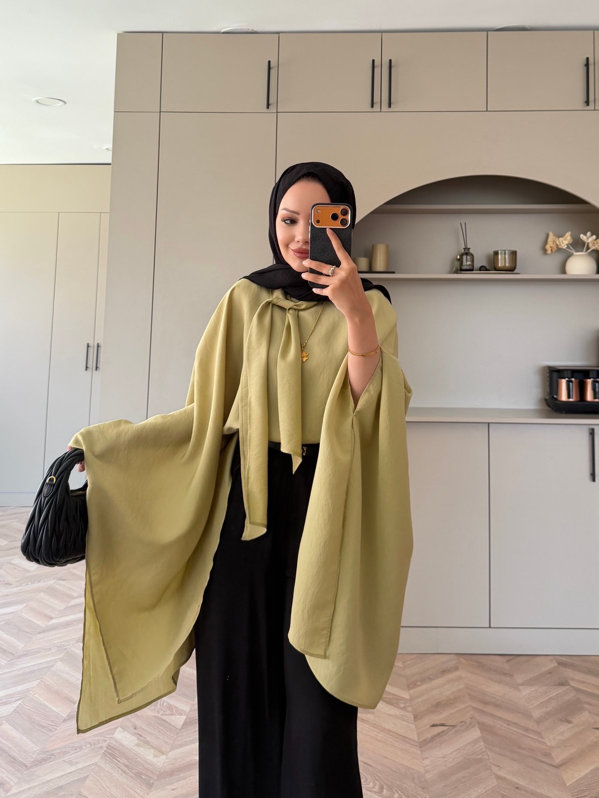 Cape Silky Textured Crepe Blouse