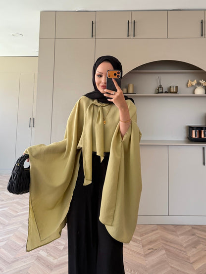 Cape Silky Textured Crepe Blouse