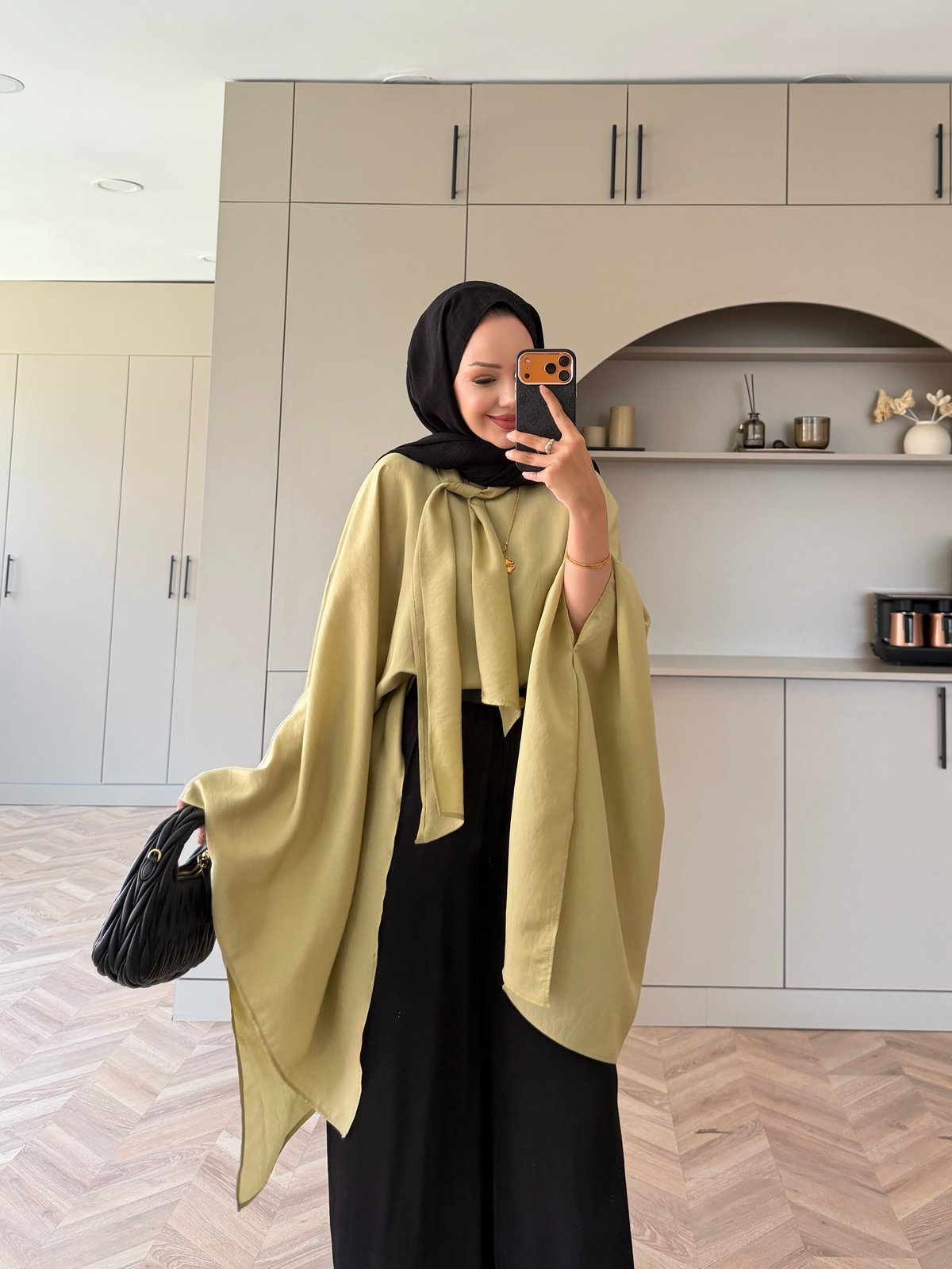 Cape Silky Textured Crepe Blouse