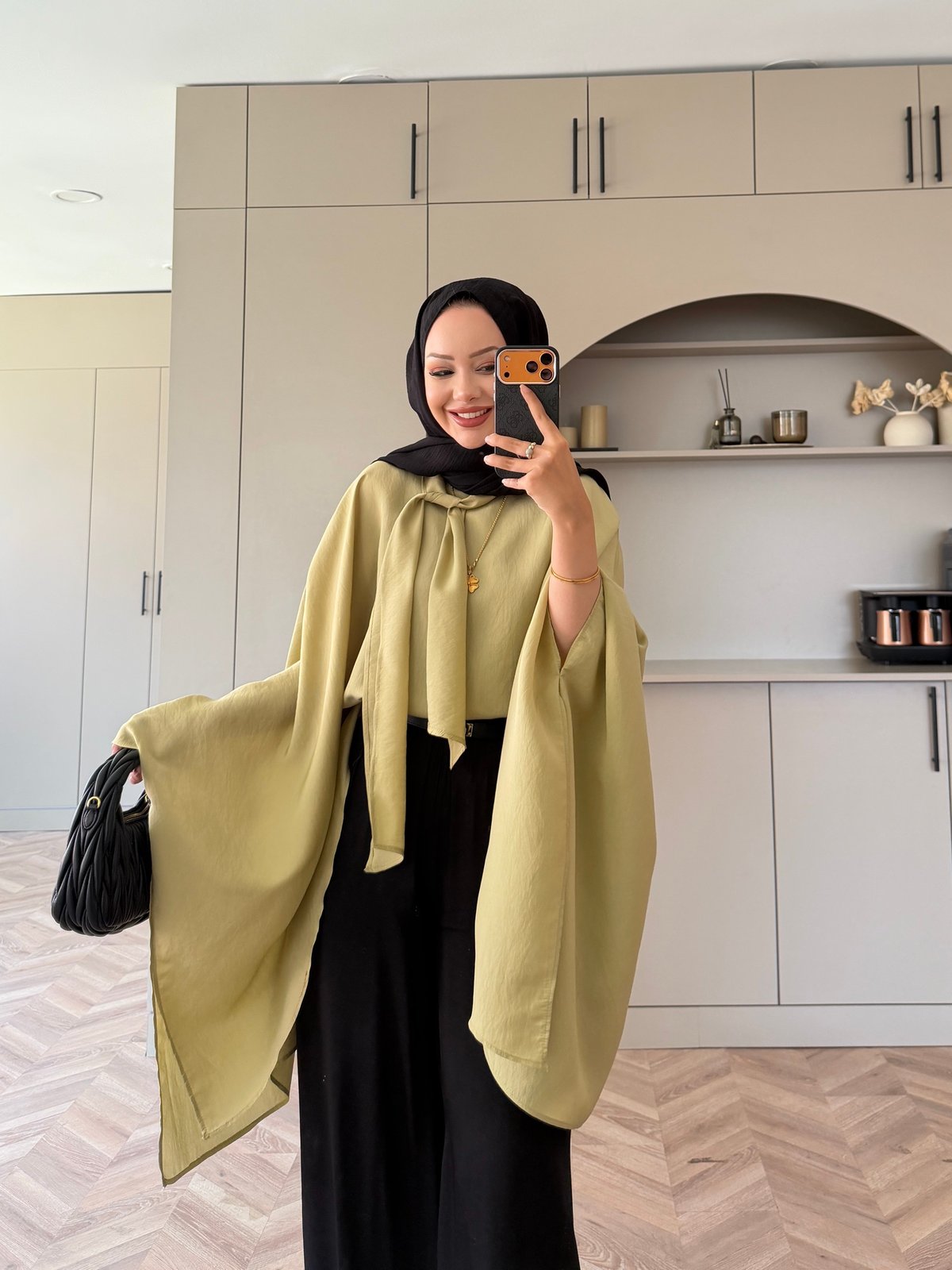 Cape Silky Textured Crepe Blouse