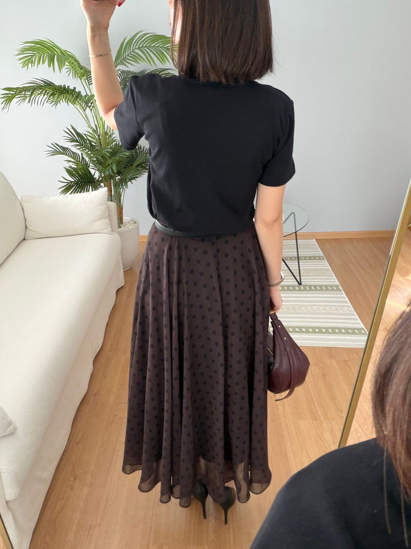 Retikla Polka Dot Patterned Brown Skirt