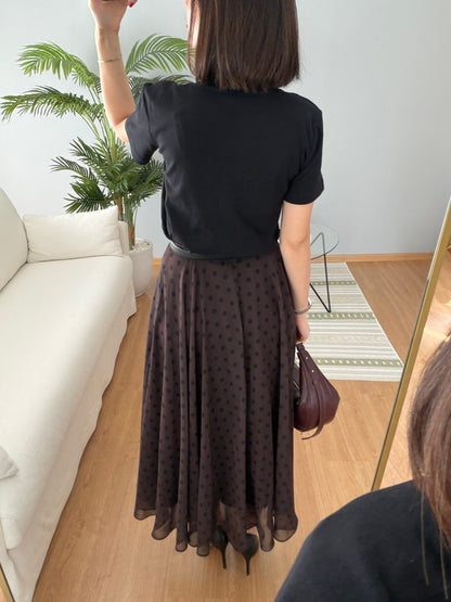 Retikla Polka Dot Patterned Brown Skirt