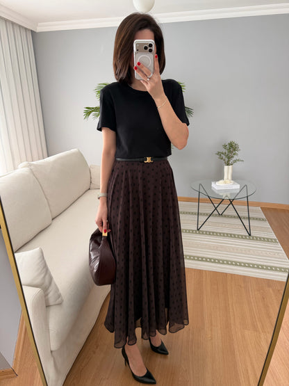 Retikla Polka Dot Patterned Brown Skirt