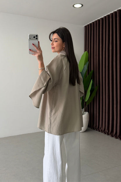Bow-Neck Bell Sleeve Blouse