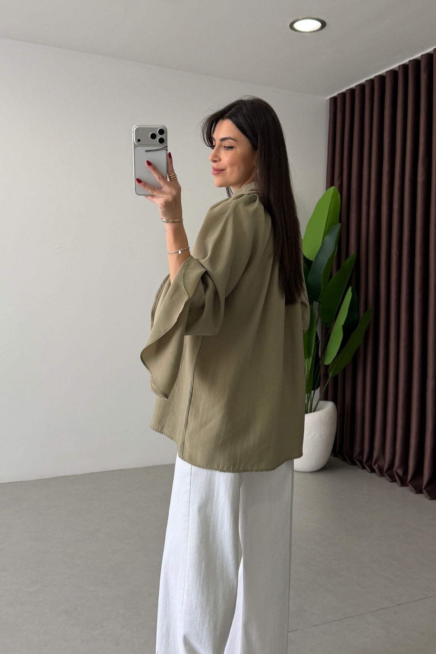 Bow-Neck Bell Sleeve Blouse