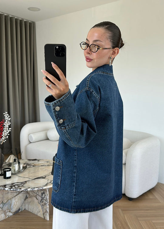 Royal Pocket Denim Jacket - dark Blue