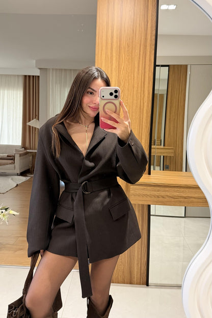BELTED WAITED BLAZER JACKET