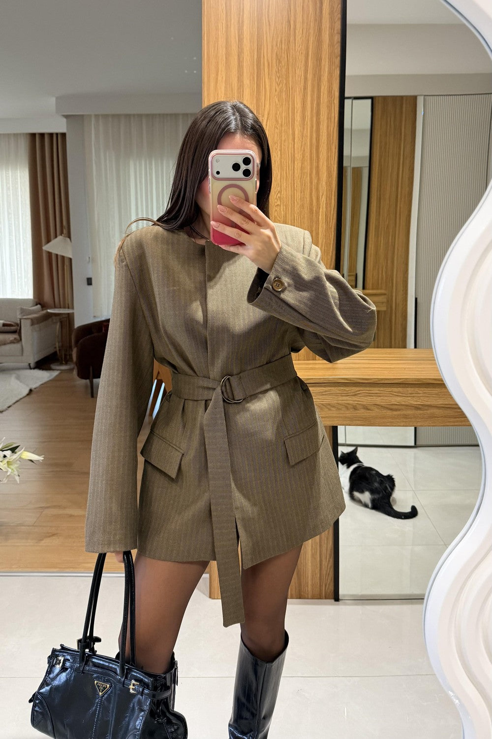 BELTED WAITED BLAZER JACKET