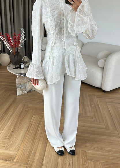 Glitter Embroidered Shirt - white