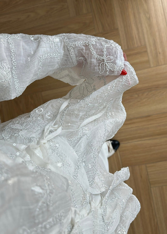 Glitter Embroidered Shirt - white