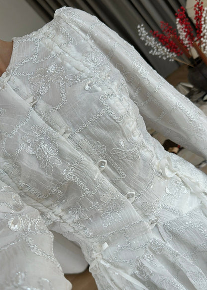 Glitter Embroidered Shirt - white